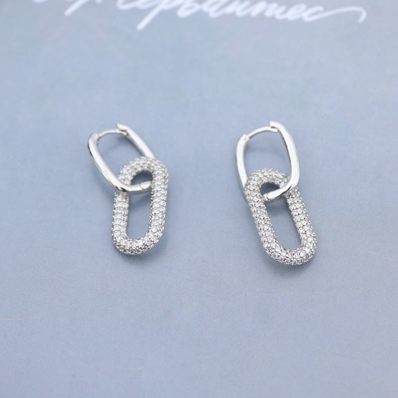 Double Loop Crystal Hoop Earrings