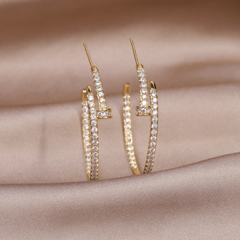 Diamond Crystal Hoop Nail Earrings