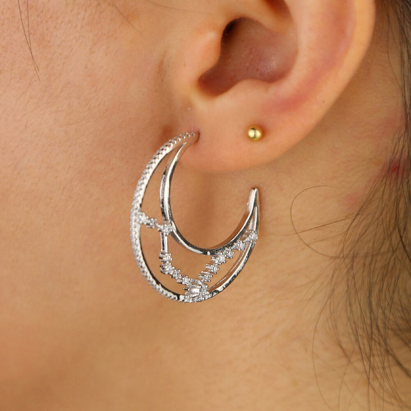 Moonlight Crescent Hoop Earrings