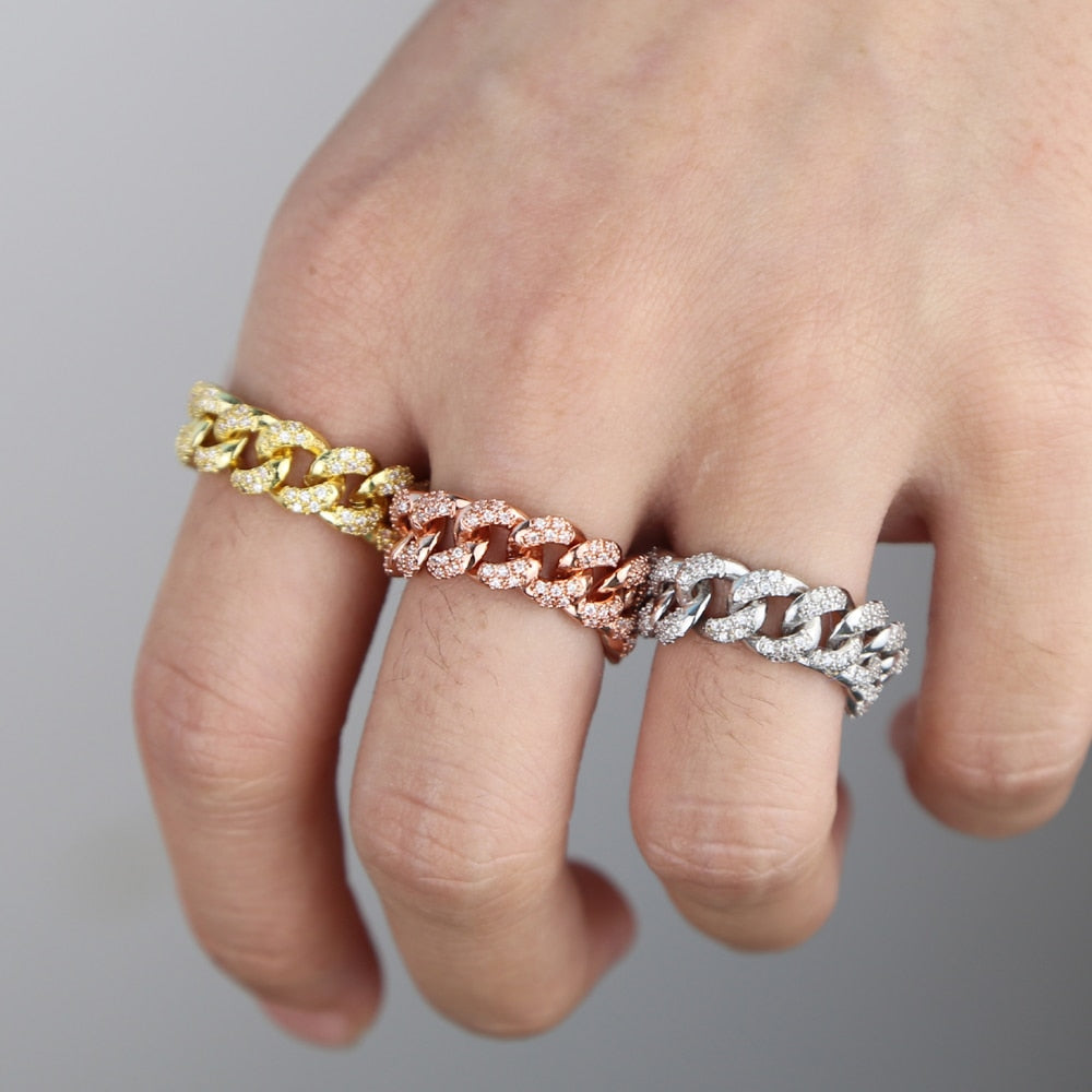cuban link chain ring silver