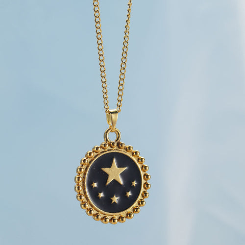 Heart N' Stars Gold Coin Necklace