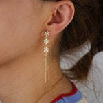 Dangle Drop 3pc Flower Earrings