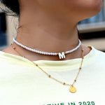 Pearl Letter 2 Layer Necklace