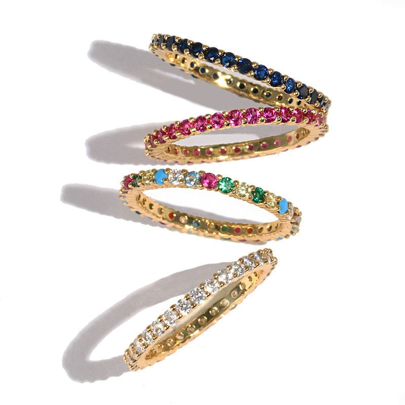 Rainbow Collection Multi Color Eternity bands
