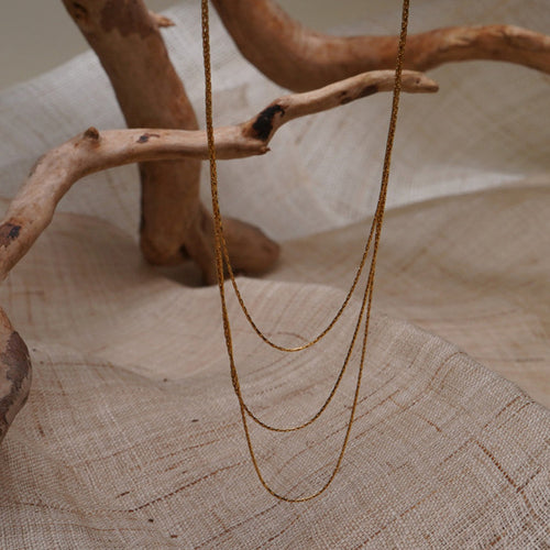 Minimalist Double Layers 14k herringbone Necklace