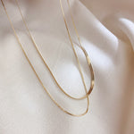 Minimalist Double Layers 14k herringbone Necklace