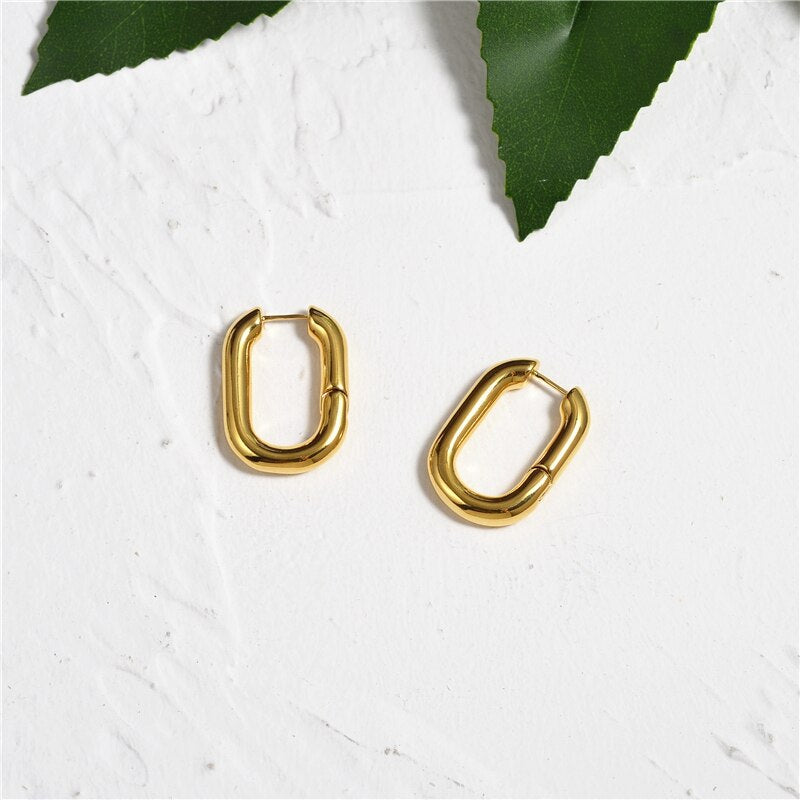 Adore Love Oval Gold Earrings