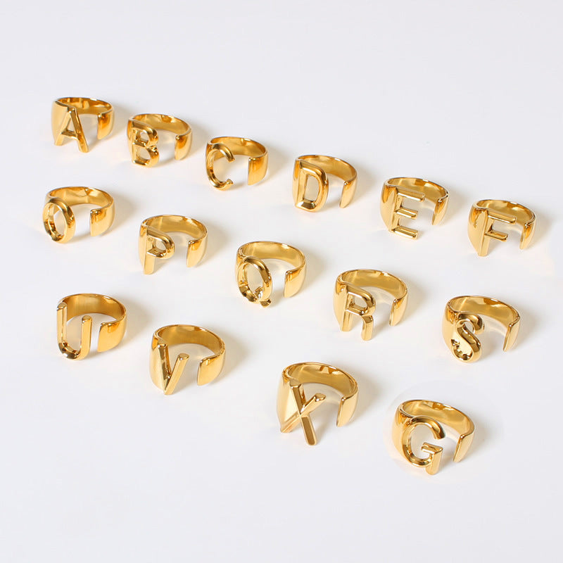 Gold Initial Letter Rings