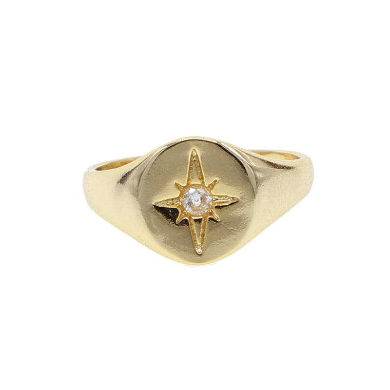 Euro Star Signet Gold Ring