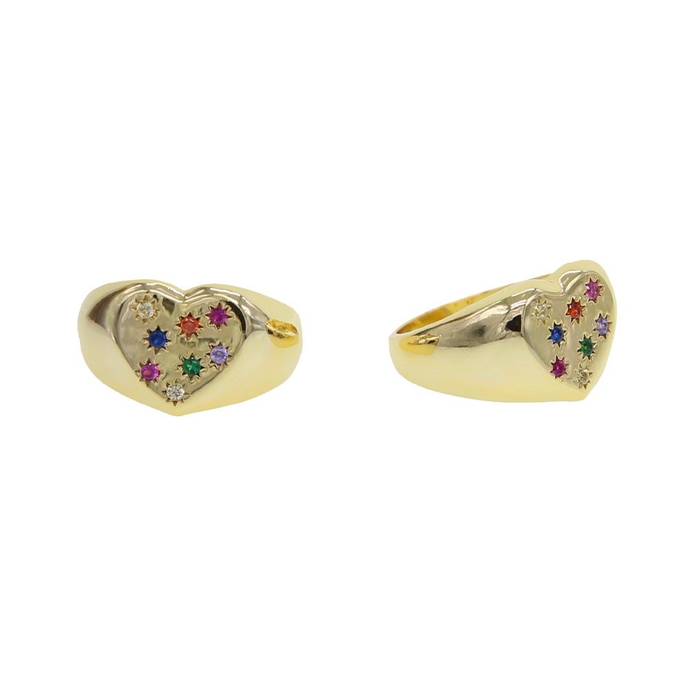 Rainbow Collection Heart & Stone Signet Ring
