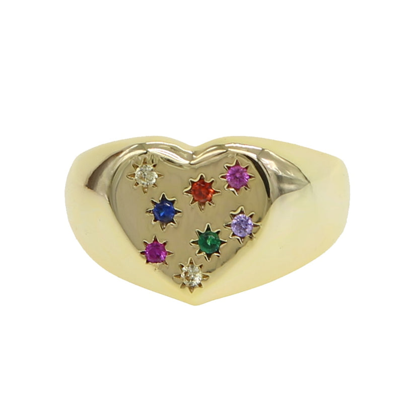 Rainbow Collection Heart & Stone Signet Ring