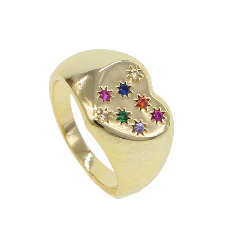 Rainbow Collection Heart & Stone Signet Ring