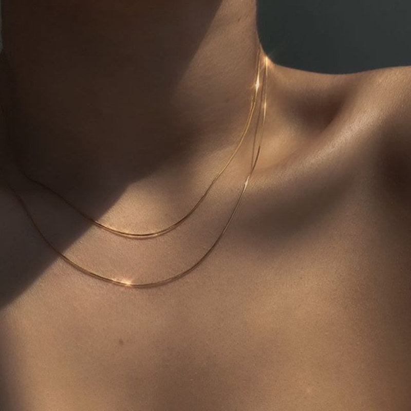 Thin Chain Gold Choker Necklaces