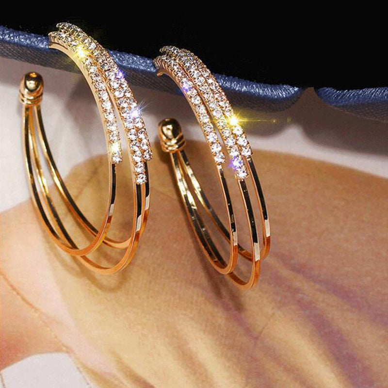 Triple Crystal Hoops