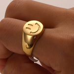 Happy Gold Signet Ring