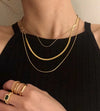 Peri'sBox 3 Pcs/Set Snakebone Chains Necklaces Wide Flat Layered