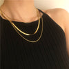 Peri'sBox 3 Pcs/Set Snakebone Chains Necklaces Wide Flat Layered