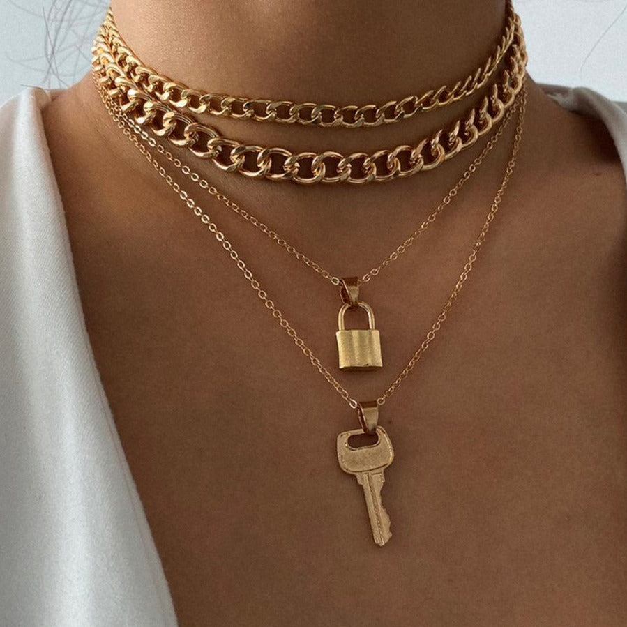 Lock and Key Chain Necklace