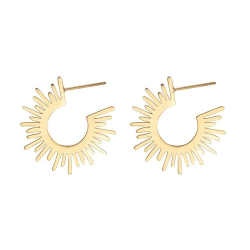 Sunburst Vintage Gold Metal Earrings